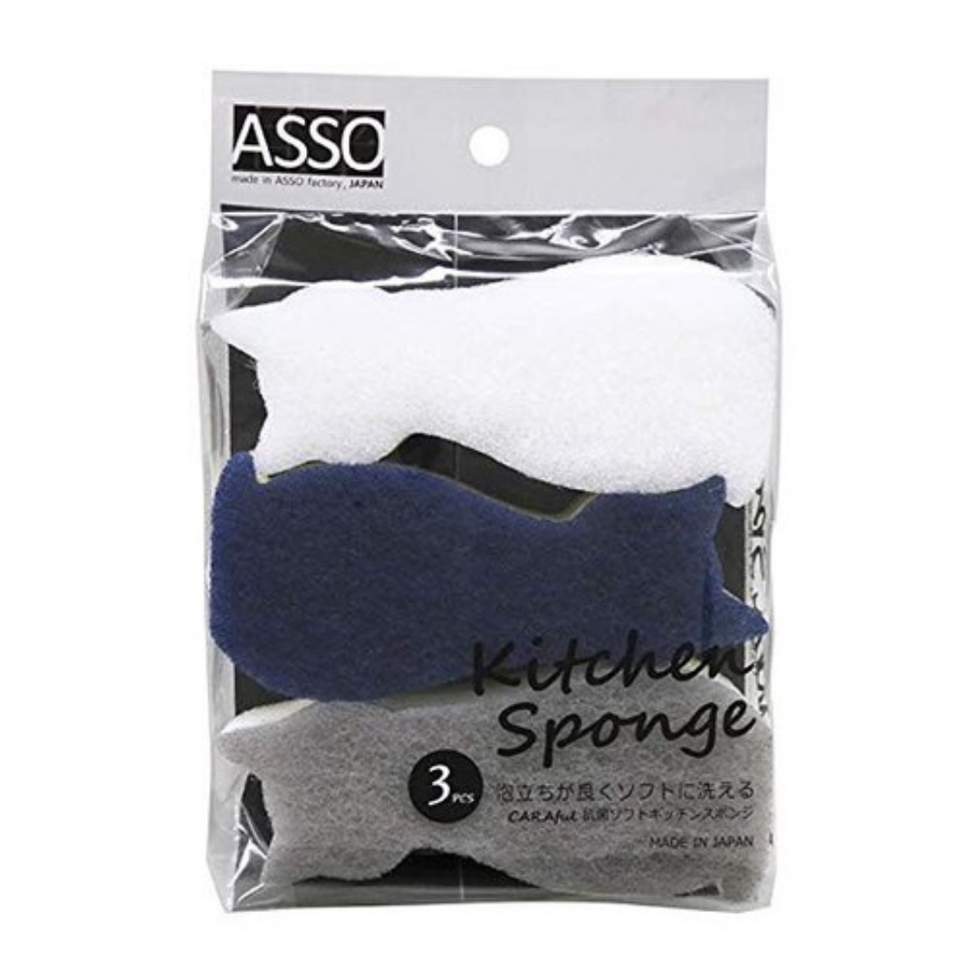 Kamenoko Kitchen Sponge Gray (Pack of 3) by Japanese Taste