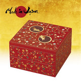 Japanese Yamanaka Lacquerware Rabbit Arabesque Two-tiered Food Box RED 8.0 / 日本山中漆器兔子蔓藤花糖果盒 8.0