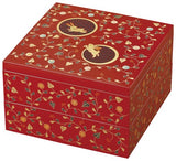 Japanese Yamanaka Lacquerware Rabbit Arabesque Two-tiered Food Box RED 8.0 / 日本山中漆器兔子蔓藤花糖果盒 8.0