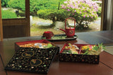 Japanese Yamanaka Lacquerware Rabbit Arabesque Two-tiered Food Box RED 8.0 / 日本山中漆器兔子蔓藤花糖果盒 8.0