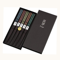 Fuga Elegant Chopsticks Box Set / 天丸糸霞高級黒箱 5入