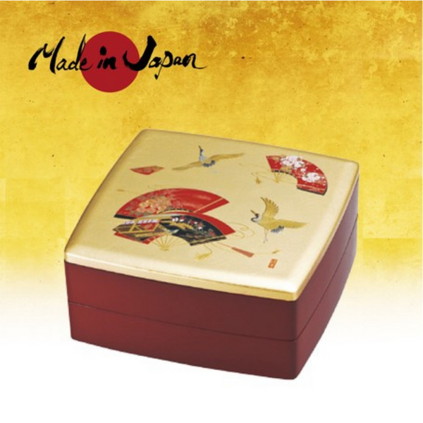 Japanese Yamanaka Lacquerware HOUSEN Two-tiered Food Box New Year Candy Box  / 日本山中漆器仙鶴糖果盒