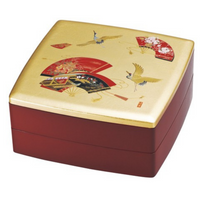 Japanese Yamanaka Lacquerware HOUSEN Two-tiered Food Box New Year Candy Box / 日本山中漆器仙鶴糖果盒