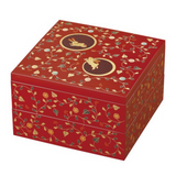 Japanese Yamanaka Lacquerware Rabbit Arabesque Two-tiered Food Box RED 7.0 / 日本山中漆器兔子蔓藤花糖果盒